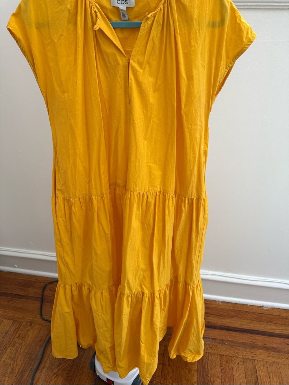 COS Bright Yellow Tiered Cotton Dress